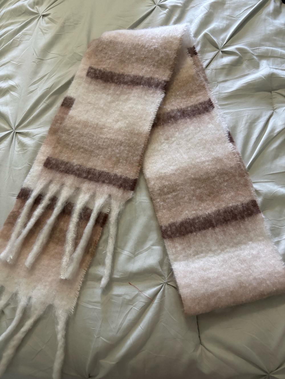 Denver Hayes Soft Striped Women's Scarf in Cream and Brown